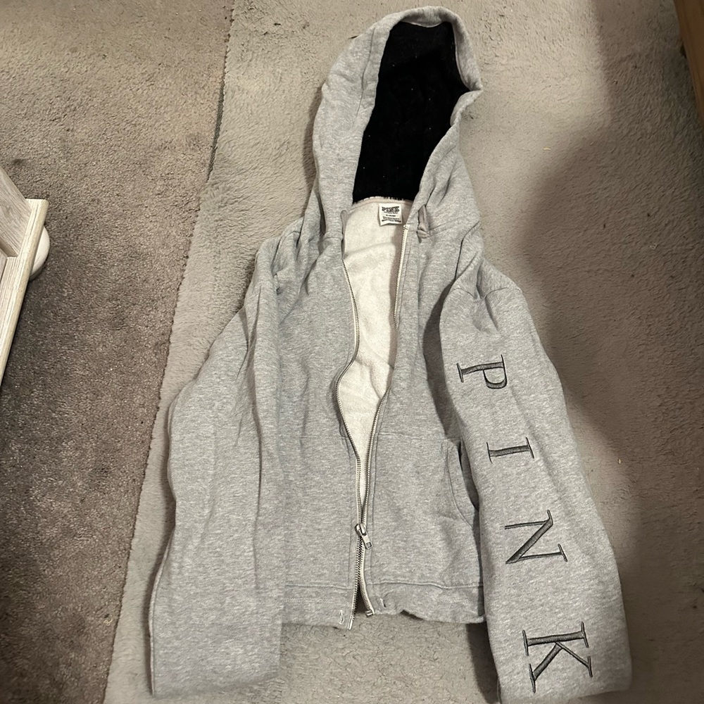 PINK Grey Zip-Up